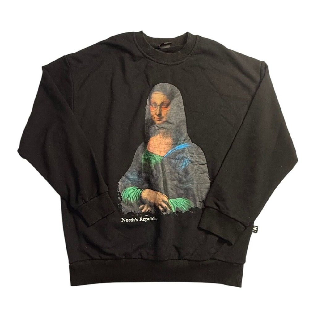 Norths Republic Mona Lisa Graphic Sweatshirt Black NR-7023 Small-2360